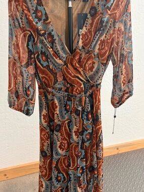 Tommy Hilfiger Paisley Wrap Maxi Dress in Rust & Teal
